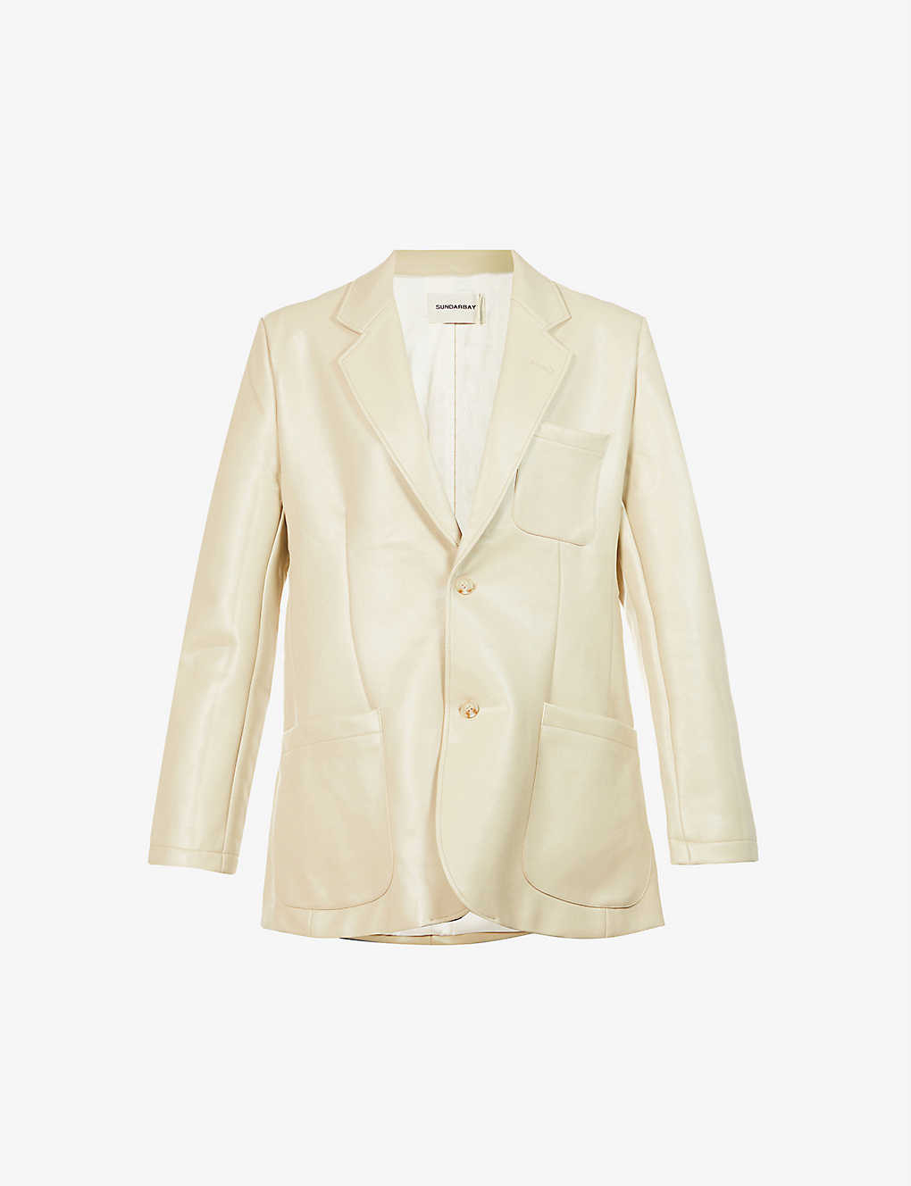 Padded-shoulder faux-leather blazer | Selfridges