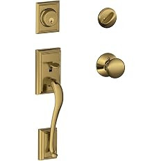 SCHLAGE Lock Company Addison Single Cylinder Handleset and Plymouth Knob, Antique Brass (F60 ADD ... | Amazon (US)