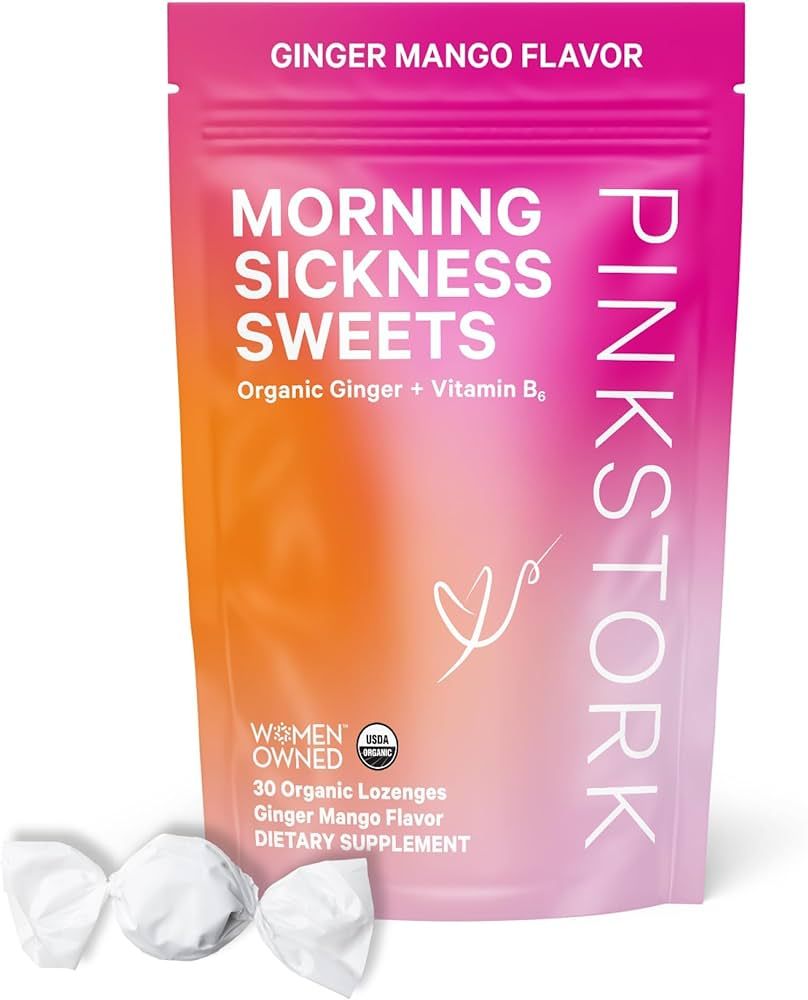 Pink Stork Morning Sickness Sweets, Organic Mango Ginger Candy with Vitamin B6 for Morning Sickne... | Amazon (US)