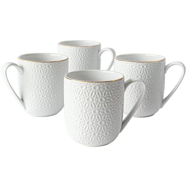 Sofia Home 4 Pack White Embossed Stoneware Mugs, 18 fl oz by Sofia Vergara | Walmart (US)