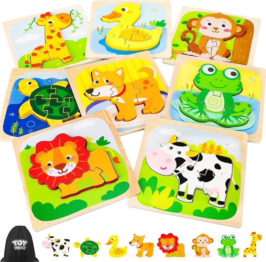 TOY Life Wooden Puzzles for Toddlers 2-4, Montessori Toys for 1 2 3 Year Old Boys Girls, Animals ... | Amazon (US)