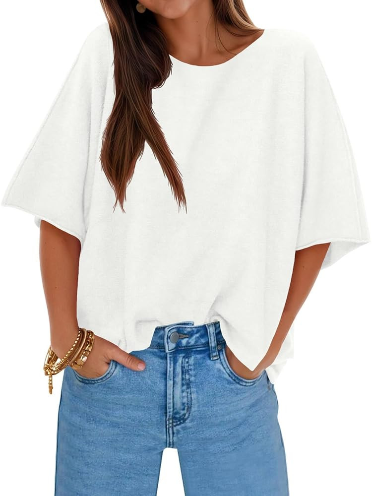 Cicy Bell Womens Half Sleeve Sweaters Oversized Boat Neck Knitted Pullover Sweater Trendy Casual ... | Amazon (US)