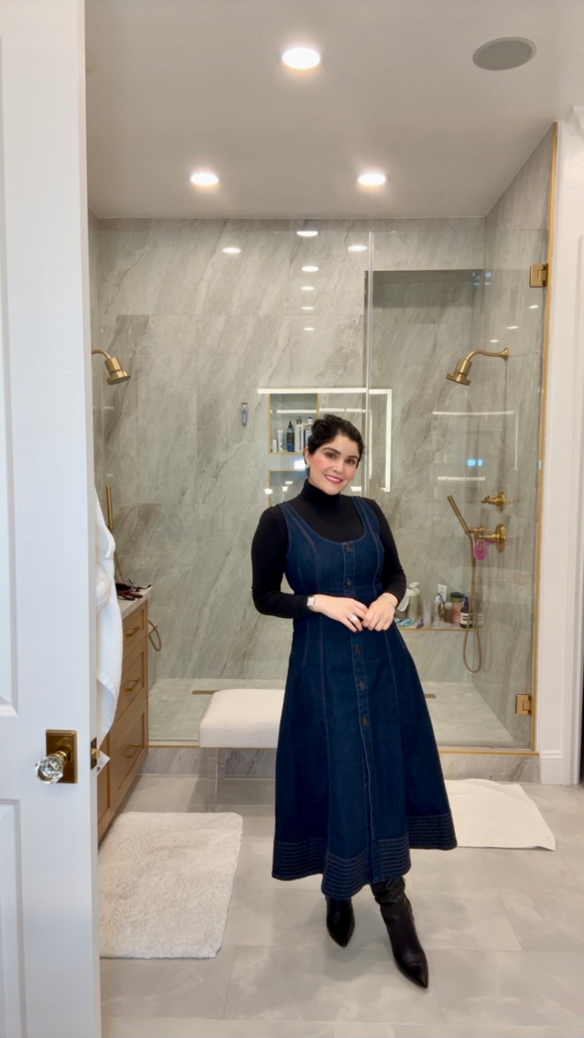 Love a denim dress
Turtleneck dress
Black boots 


#LTKdayinmylife #LTKgrwm #LTKootd