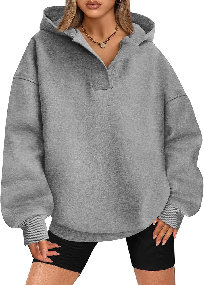 BTFBM Women's Oversized Hoodies Casual Fleece Long Sleeve V Neck Sweatshirts 2026 Trendy Fall Out... | Amazon (US)