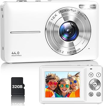 Digital Camera, Latest FHD 1080P Digital Camera for Teens with SD Card Anti Shake Point and Shoot... | Amazon (US)