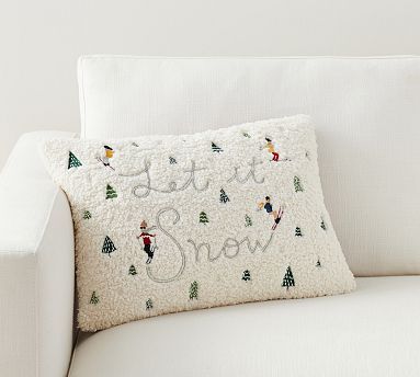 Let It Snow Cozy Teddy Lumbar Pillow Cover | Pottery Barn (US)