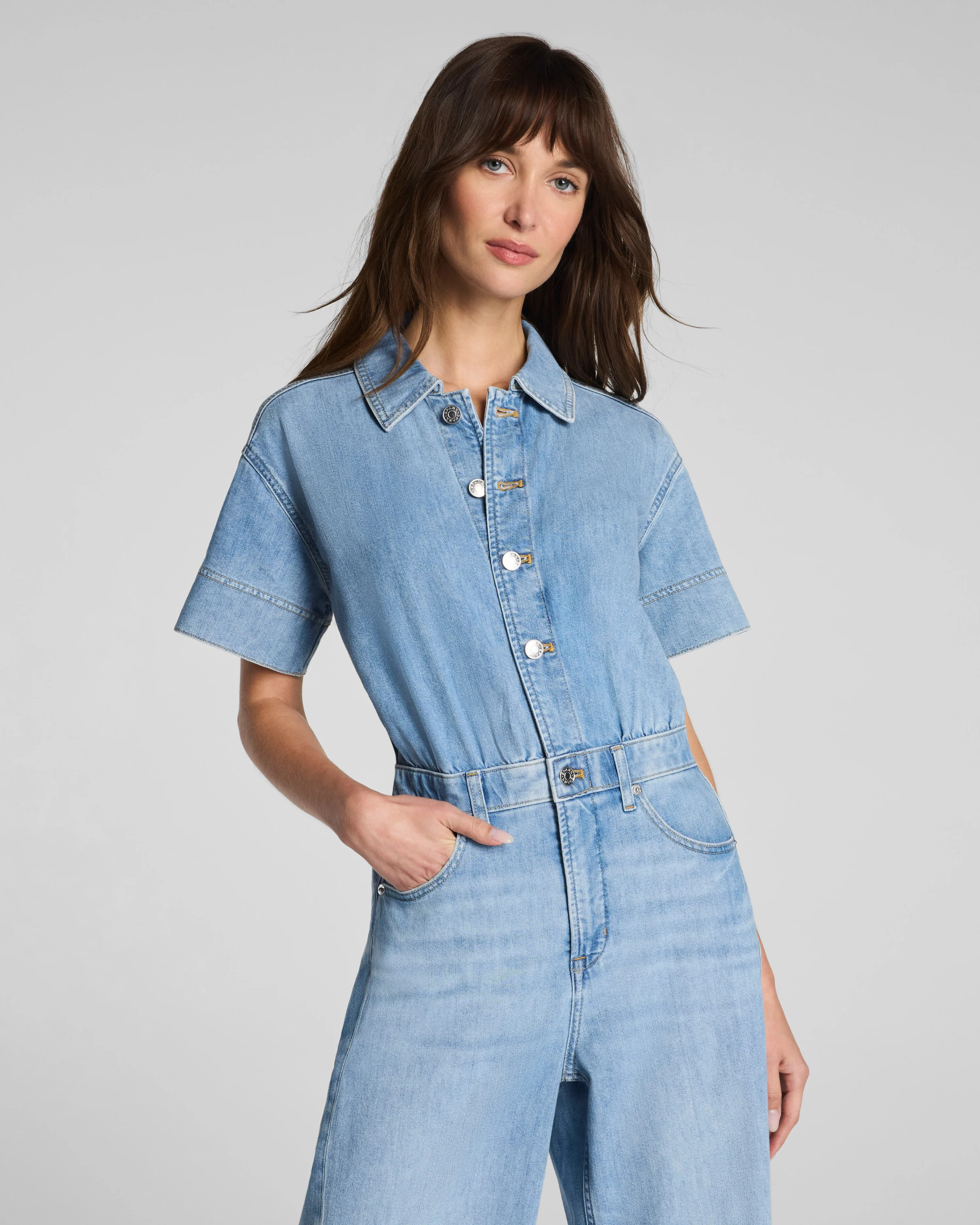 SPANXsupersmooth\u00ae  Authentic 360 Lightweight Denim Barrel Leg Jumpsuit | Spanx