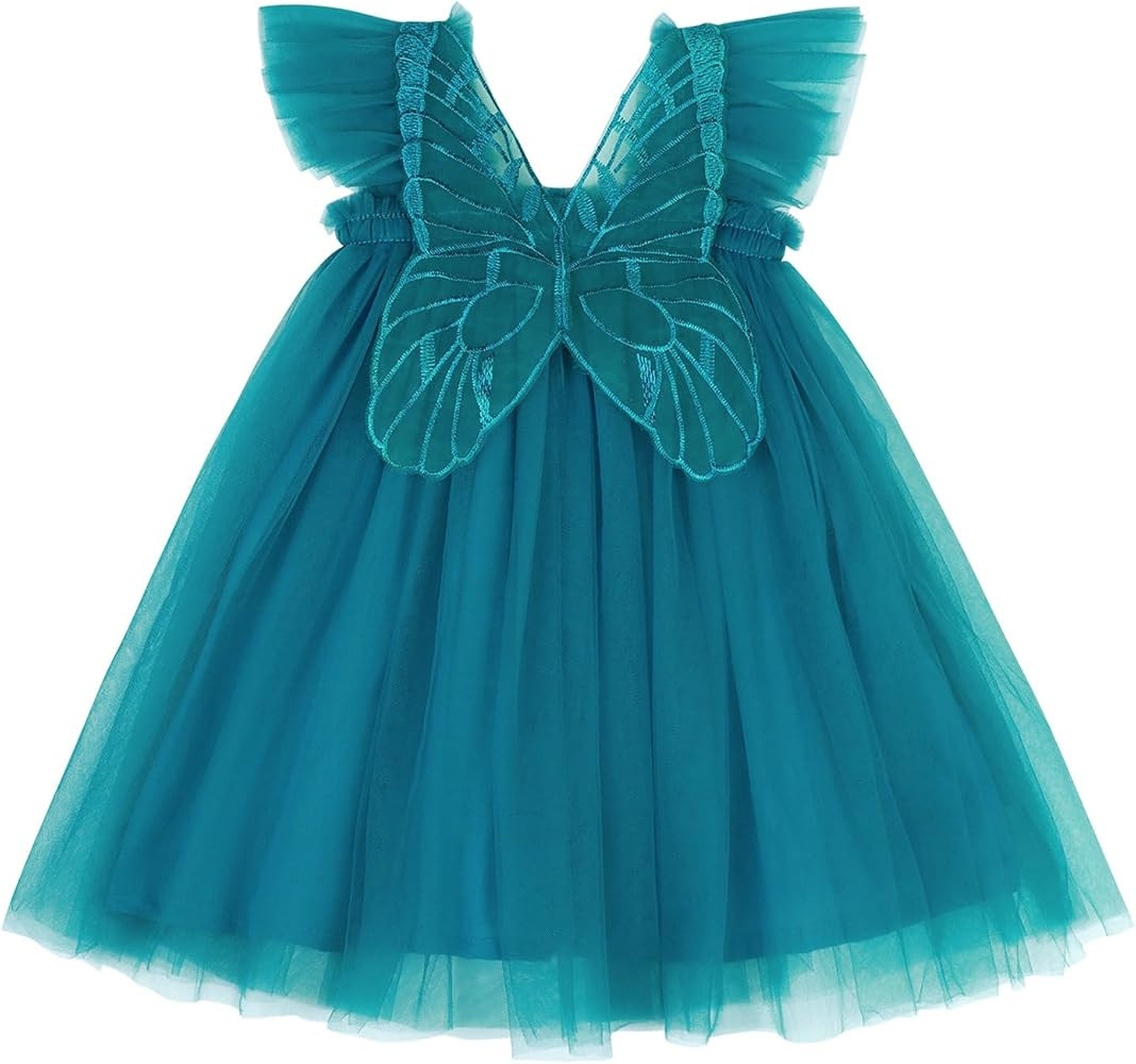 AGQT Baby Girls Tulle Tutu Dress Butterfly Flower Print Back Sundress Size 6M-5T | Amazon (US)