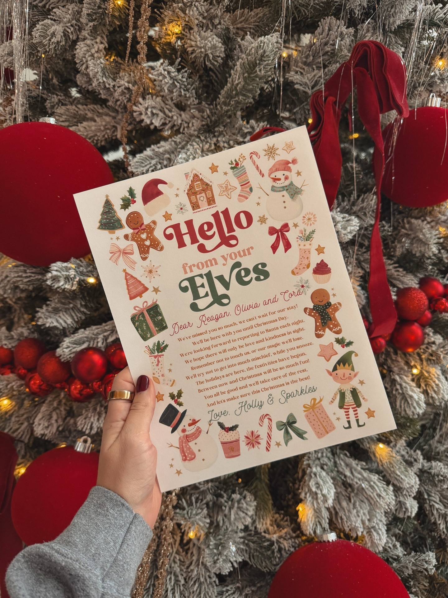 ELF ON THE SHELF IDEAS 💡♥️❄️ 

tap follow and comment a ♥️ for links to mostly everything listed above and our letter ◡̈ 

December 1st is Monday so if you’re participating in the fun then planning ahead is a good idea to keep you sane 🤣 I have the whole month planned in my reminder app so as the month goes on I can check off each day! I make it easy by going through and picking out things we have planned or things happening at school to coincide with the elf. for example the girls have a santa shop at school, so the elf will have a little barbie shopping bag, but then days I don’t have one of the 17 things above planned, we stick her somewhere and call it a day ✌🏼 

I will never get over making this season as magical as possible for our girlies 🥹 this is my superbowl. HAPPY ELFING