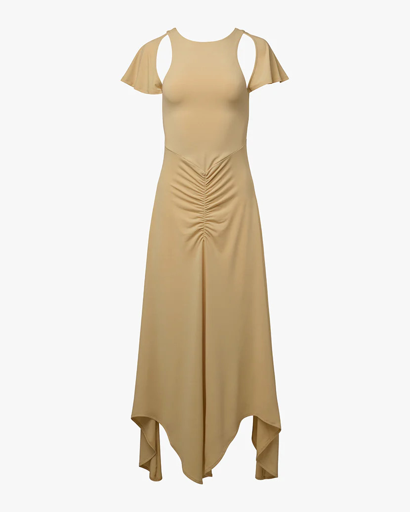 Ruched Cut Out Asymmetrical Midi Dress | We Wore What