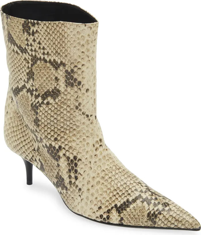 Schutz Frances Snakeskin Embossed Pointed Toe Bootie (Women) | Nordstrom | Nordstrom