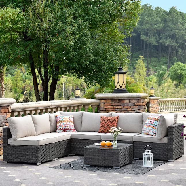 XIZZI Sunrise Rattan Outdoor Sectional with Off-white Cushion(S) and Steel FrameItem #4909217 |Mo... | Lowe's