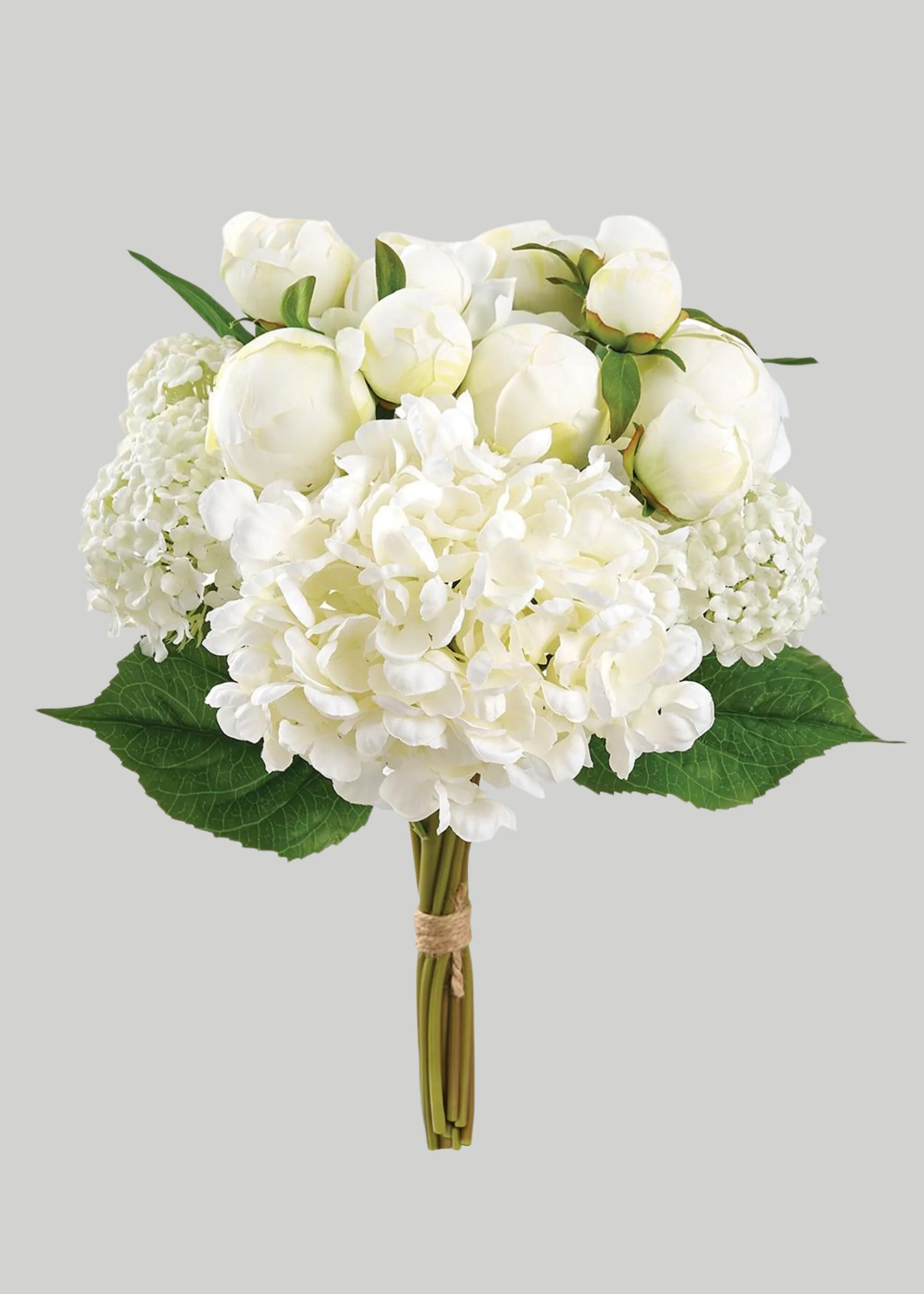 Cream Fake Hydrangea Snowball and Ranunculus Flower Bouquet - 17 | Afloral