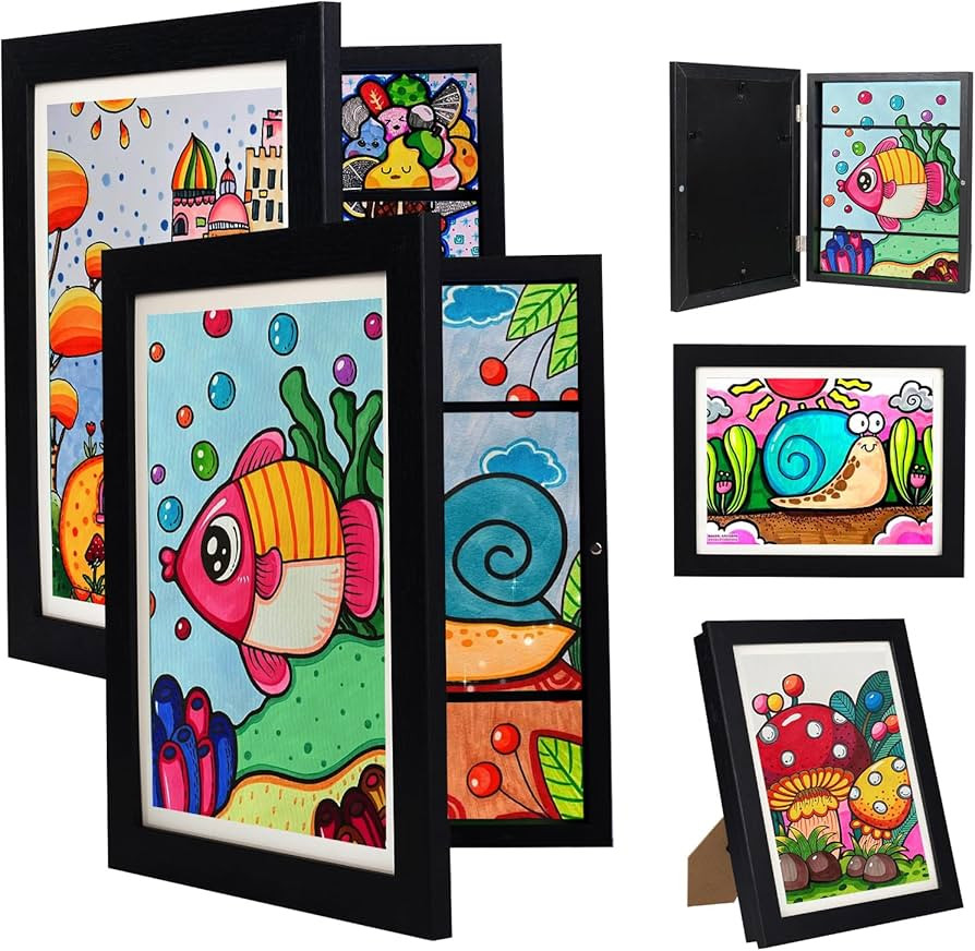 2Pack Kids Art Frame - Kids Artwork Frames Changeable,Black Kids Art Frames Front Opening Holds 1... | Amazon (US)