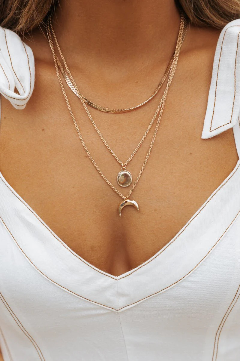 Gold Layered Sun & Moon Choker Necklace | Magnolia Boutique