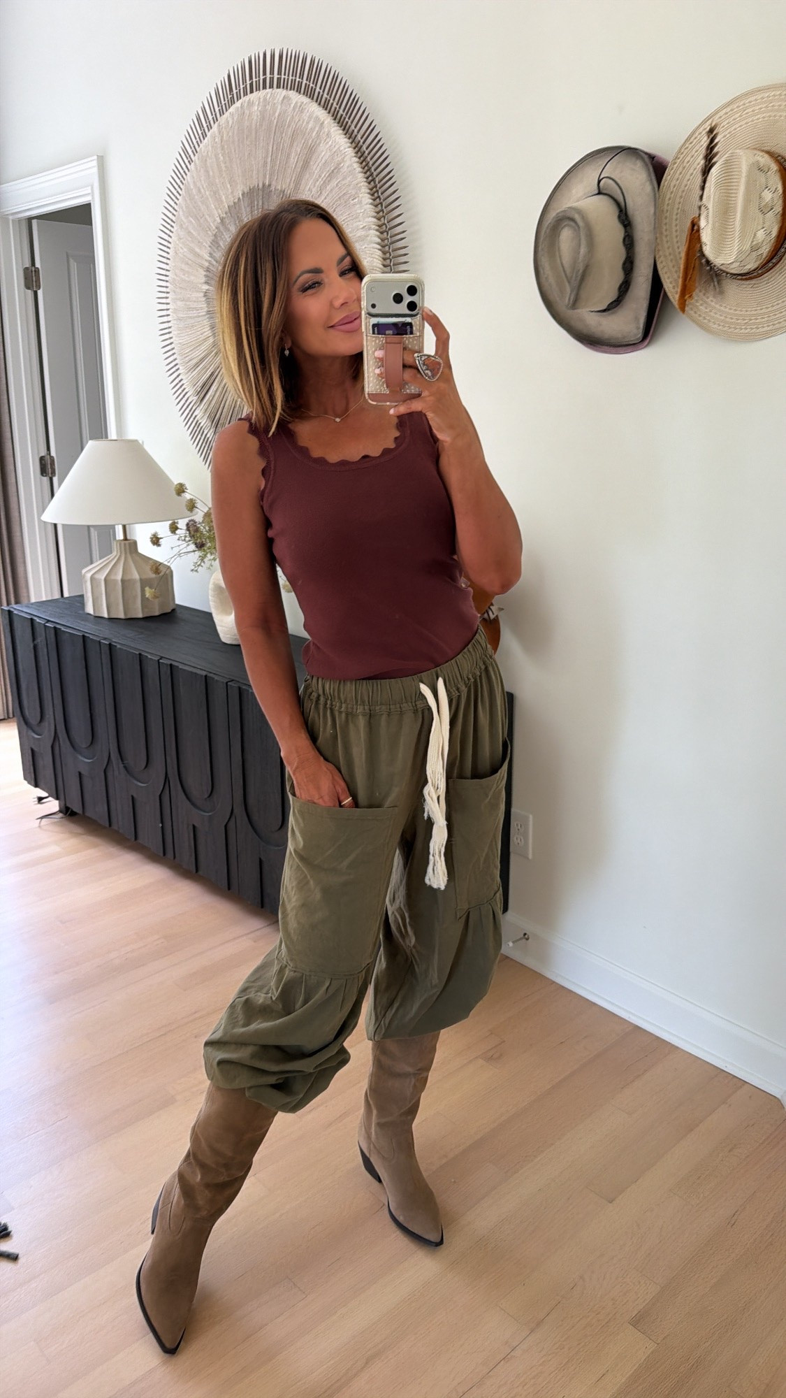 amazon fall suede knee high boots, scalloped tank, and drawstring pants ♥️

#LTKootd #LTKSaleAlert #LTKSeasonal