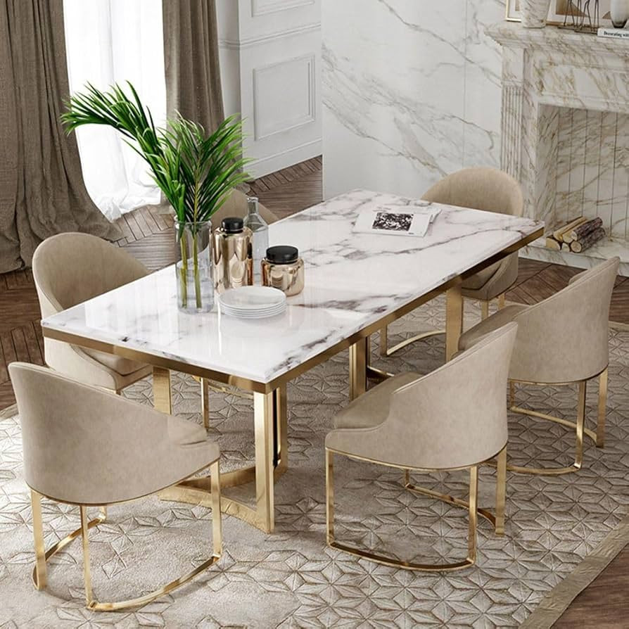POVISON Marble Dining Table for 6, Modern Dining Room Table 71" for Kitchen & Dining Room, Luxury... | Amazon (US)
