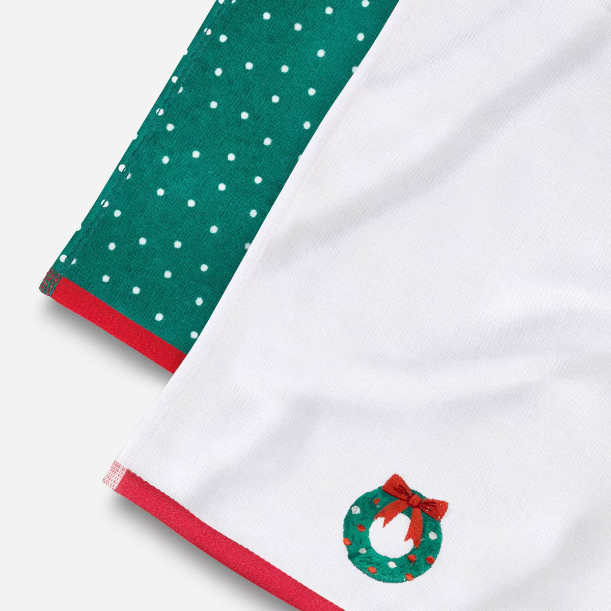 2pk Wreath and Green/White Dot Christmas Hand Towel Set - Wondershop™ | Target