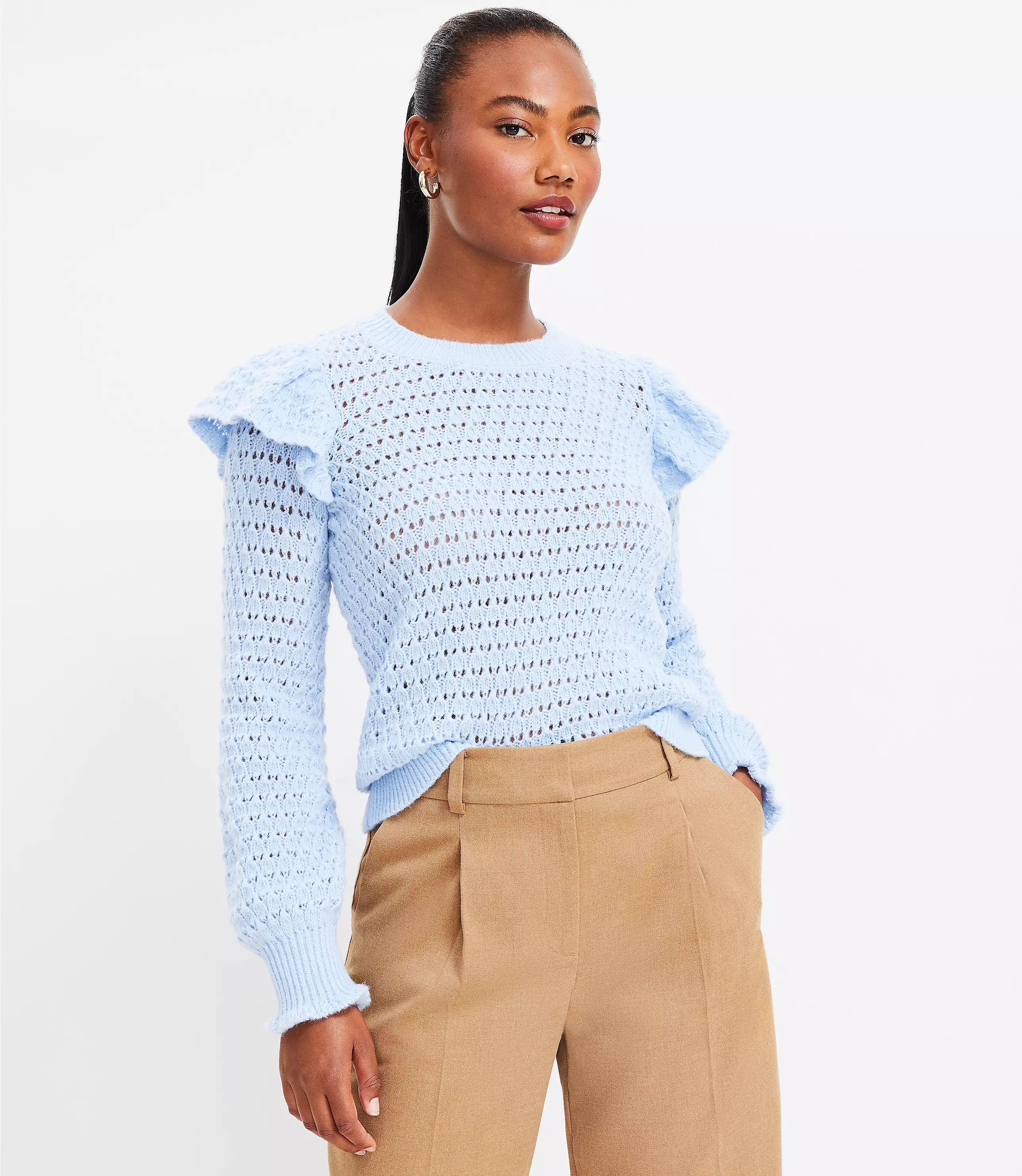 Shoulder Ruffle Sweater | LOFT