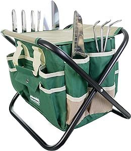 Garden Tool Set, Stainless Steel 7 Piece Tool Set, Heavy Duty Folding Stool, Detachable Canvas To... | Amazon (US)