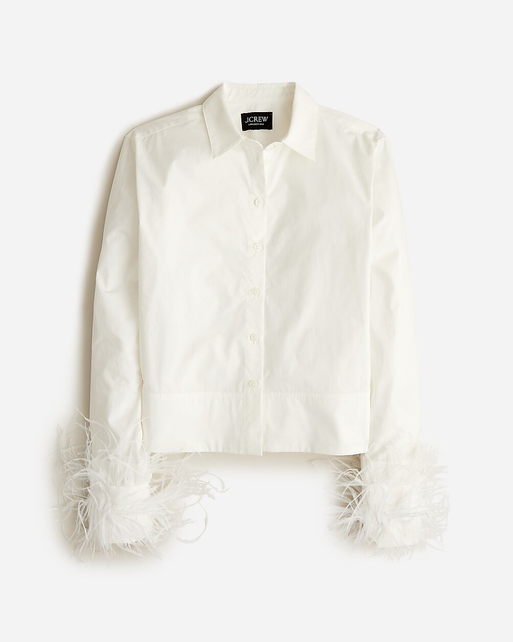 Collection cropped feather-trim garçon shirt | J. Crew US