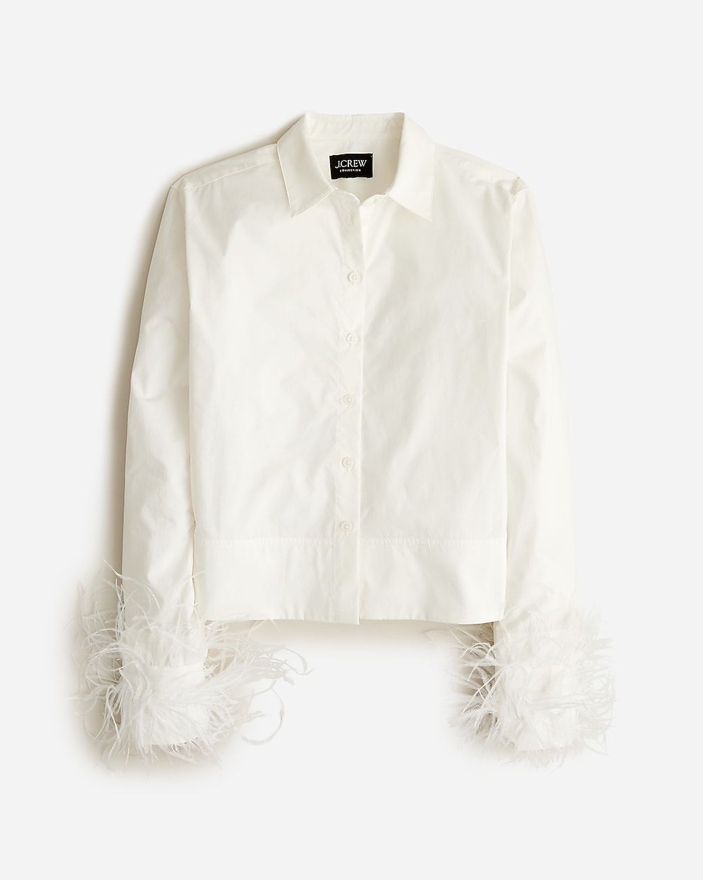 Collection cropped feather-trim garçon shirt | J.Crew US