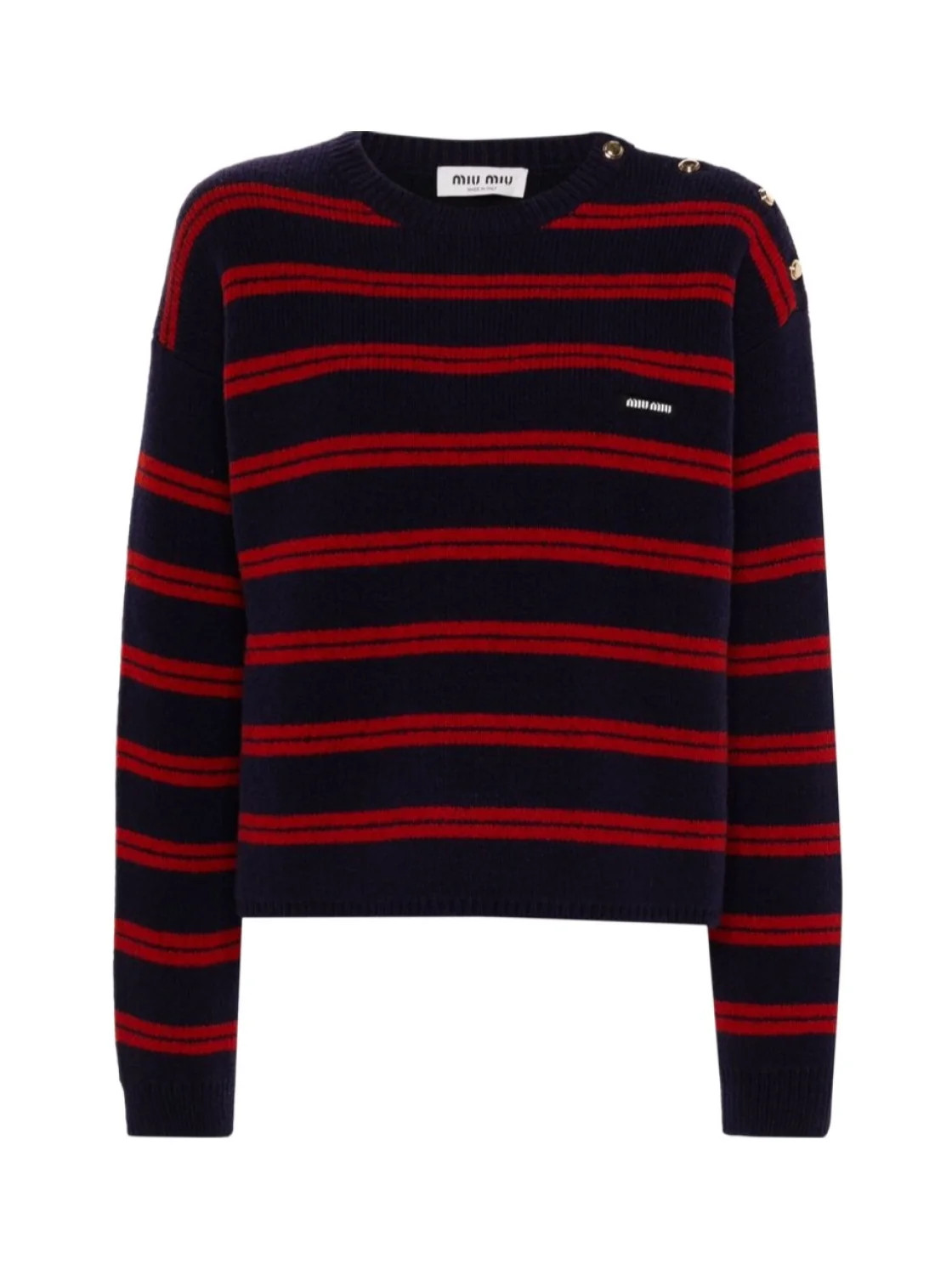 Miu Miu Crewneck Striped Knitted Jumper | Senser US