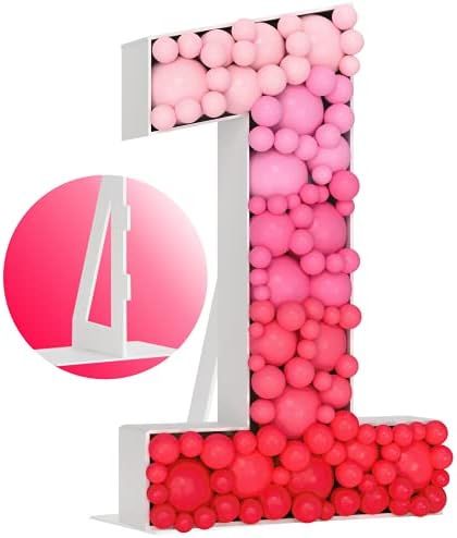 The Party Inc. Pre-Cut Balloon Mosaic Number Frame - Number 1 Design - 3Ft Thick Foam Board Stand... | Amazon (US)