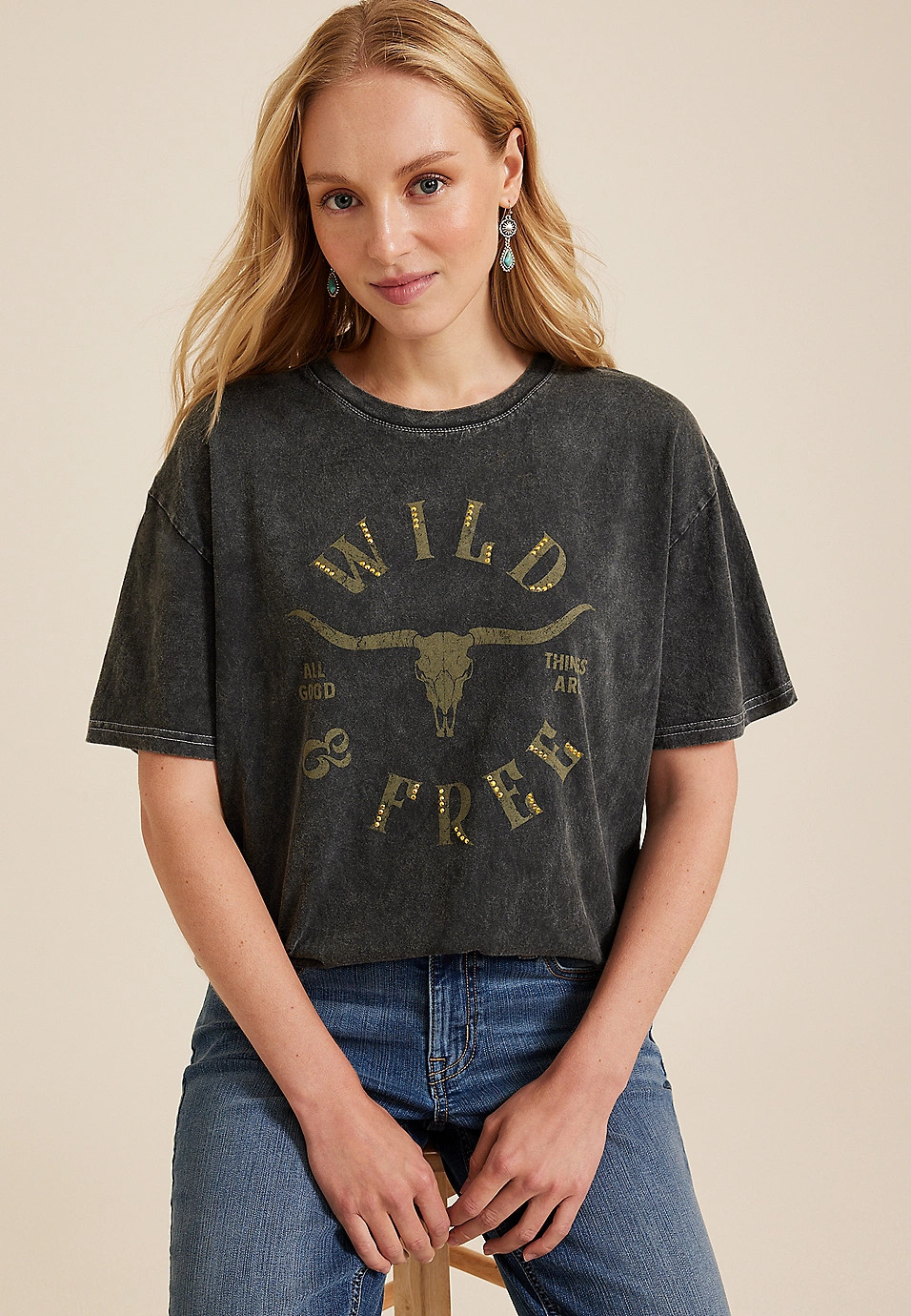 Wild And Free Oversized Fit Graphic Tee | Maurices
