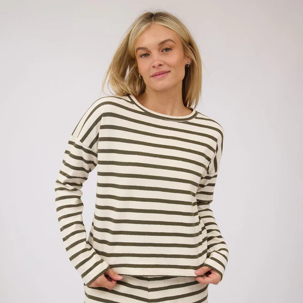 Striped Sweater, Olive and Cream | Albion Fit