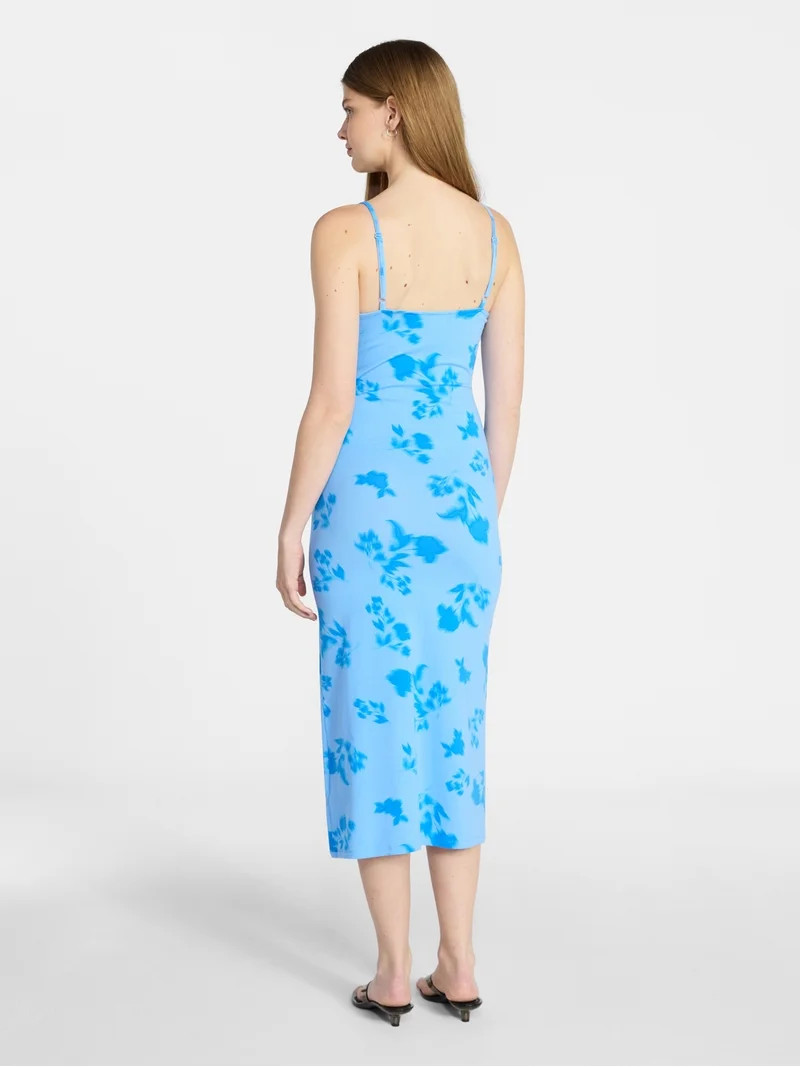 No Boundaries Sleeveless Square Neck Midi Dress, Women's & Women's Plus Sizes XXS-4X | Walmart (US)