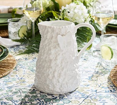 Floral Bunny Stoneware Pitcher | Pottery Barn (US)