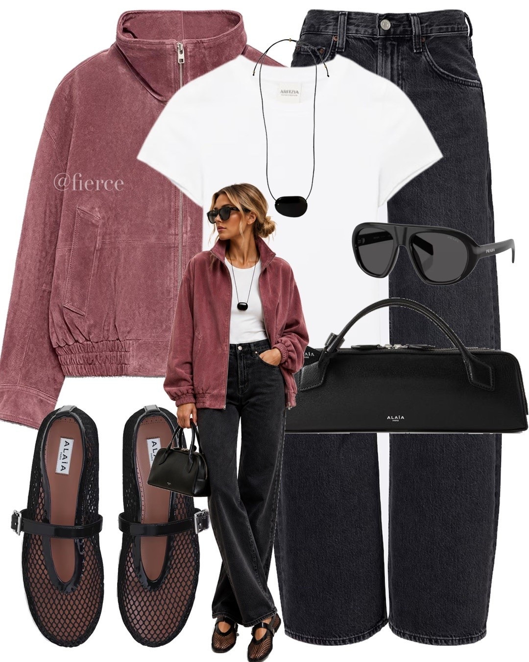 Black barrel jeans pink suede bomber jacket fishnet ballet flats

#LTKuk #LTKautumn #LTKeurope