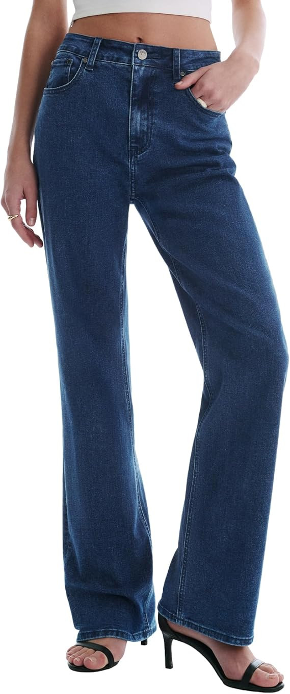 Women’s Jeans High Waisted Straight Leg Stretchy Jeans Trendy Wide Leg Casual Fit Denim Pants | Amazon (US)