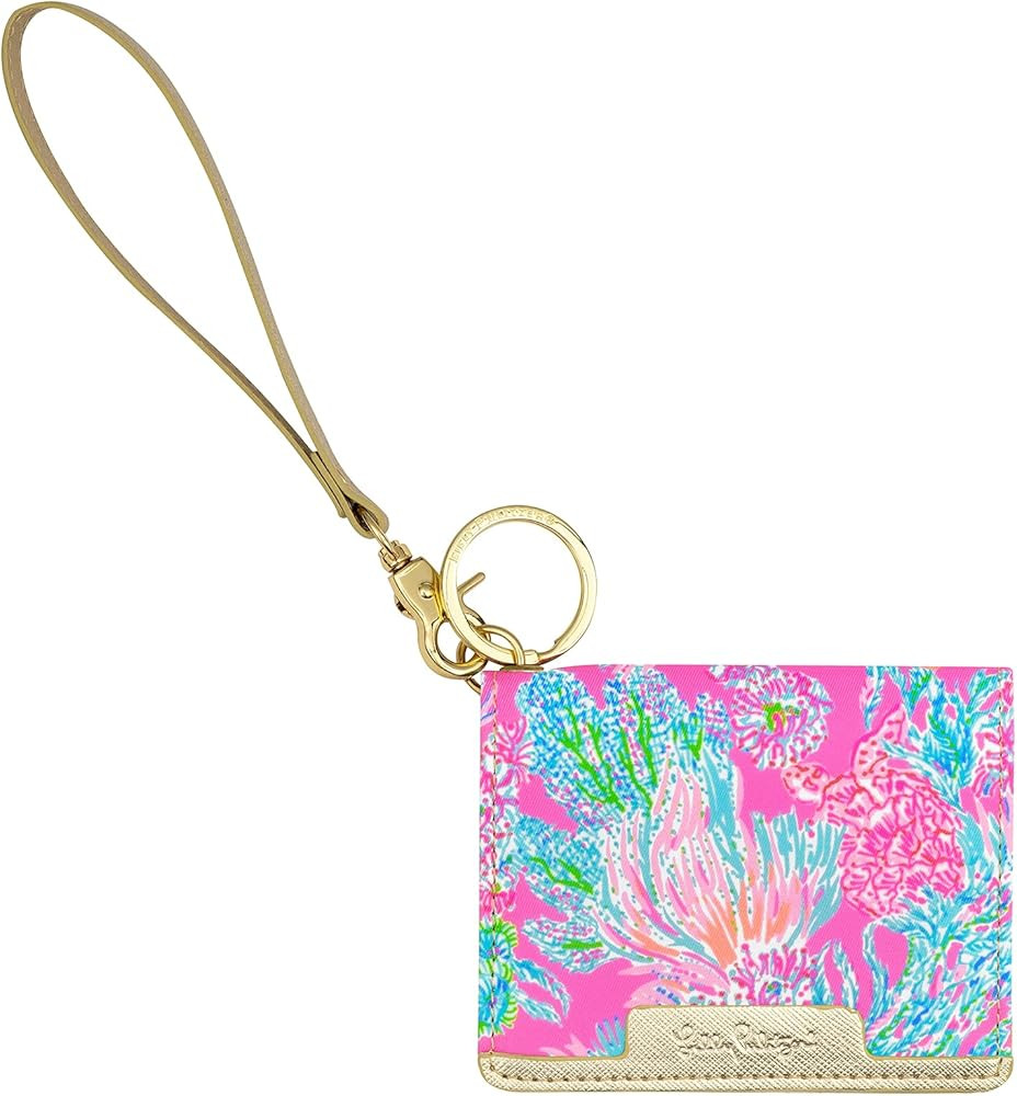 Lilly Pulitzer Snap ID Card Case, Cute Pink Keychain Wallet, Slim Credit Card Holder with Wristle... | Amazon (US)