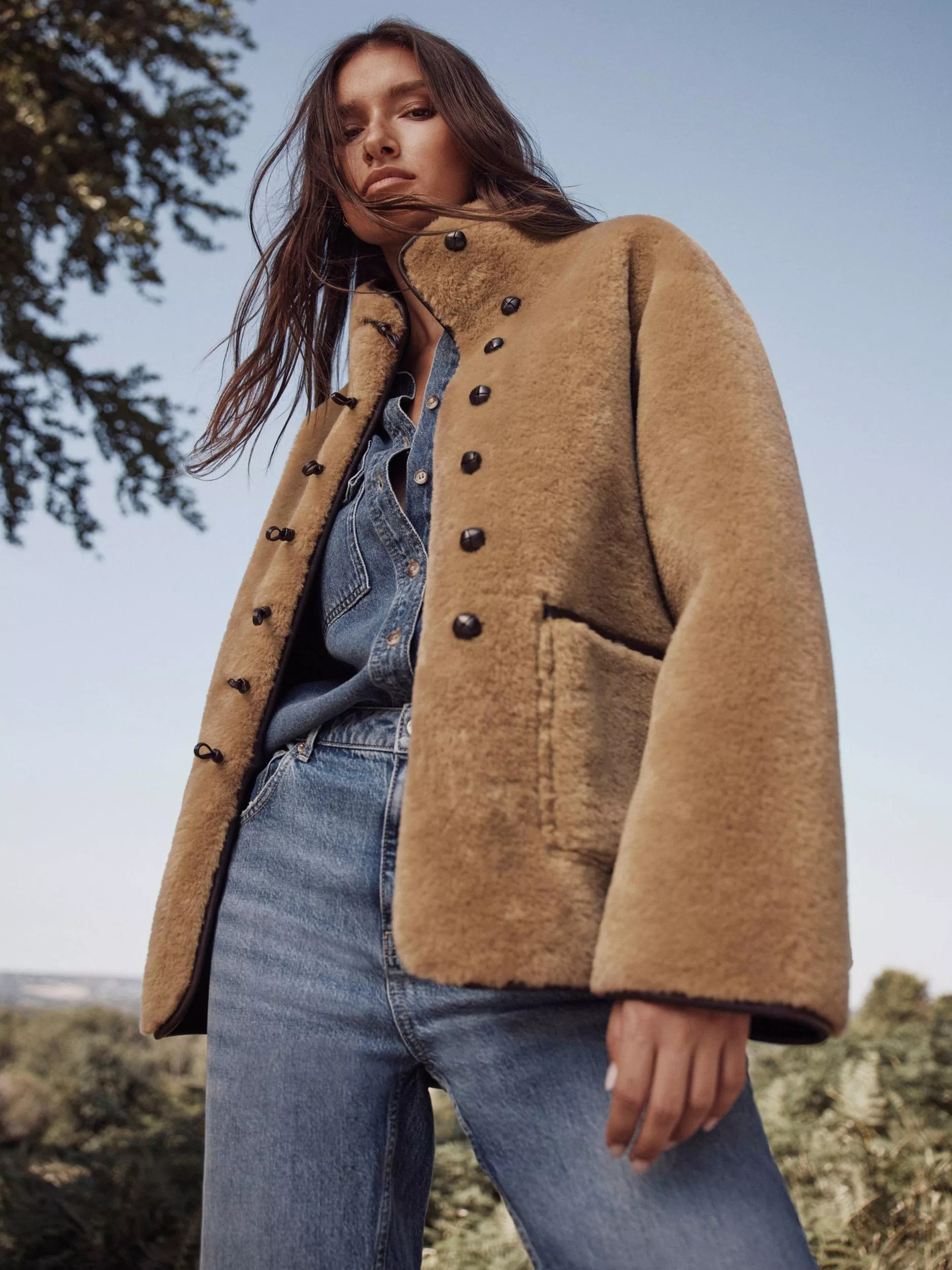 Mint Velvet Faux Fur Toggle Jacket, Brown | John Lewis (UK)