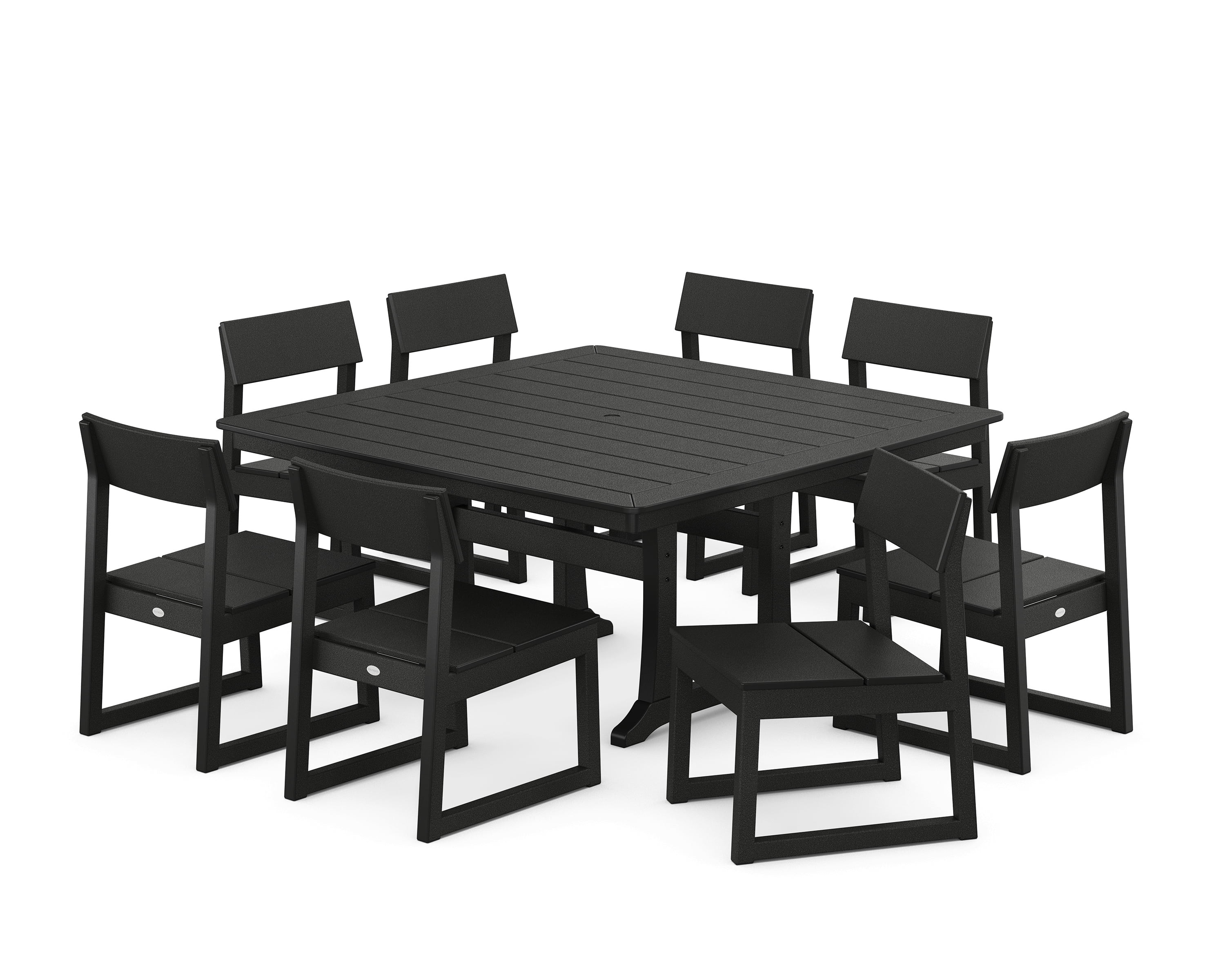 POLYWOOD EDGE Side Chair 9-Piece Dining Set with Trestle Legs in Black - Walmart.com | Walmart (US)