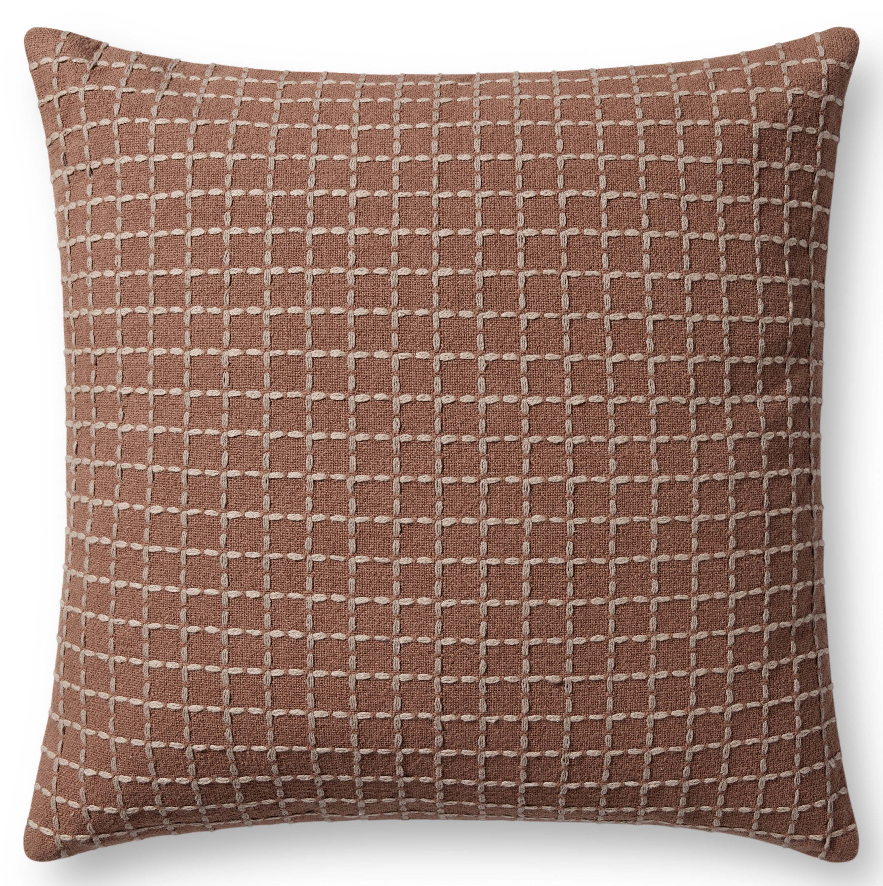 PJS-0017 Pillow Rose/Blush Cotton Handwoven Checkered | Rugs Direct