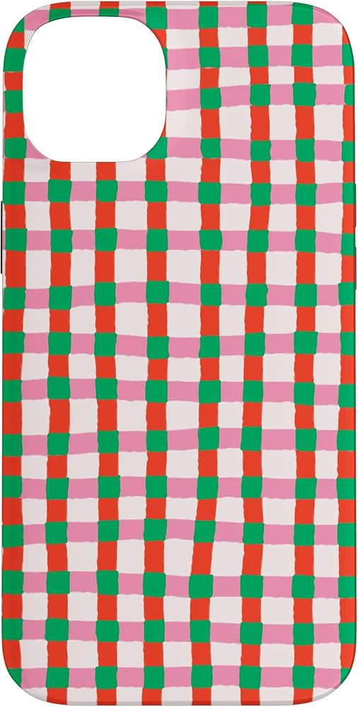 Vintage Christmas Red Checkered White Plaid Flannel Gingham Case for iPhone 14 Plus | Amazon (US)