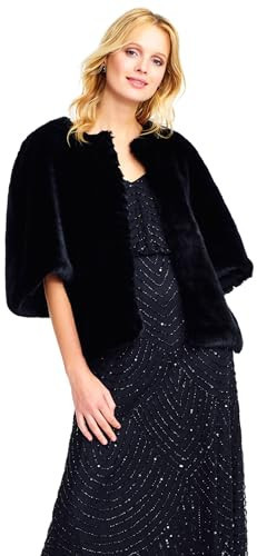 Adrianna Papell Women's Faux Fur Jacket, Black | Amazon (US)
