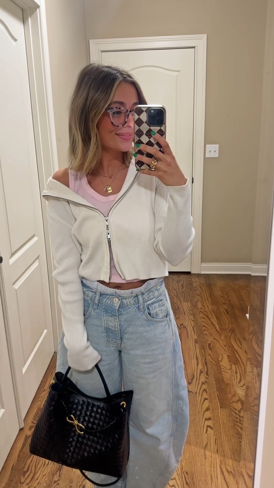 Wearing size small in the tank and 24 in the jeans! 