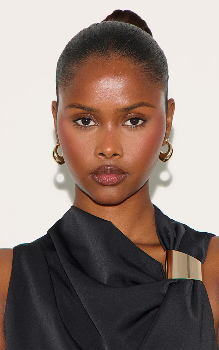 Real Gold Plated Thick Tubular Hoop Earrings | PrettyLittleThing US