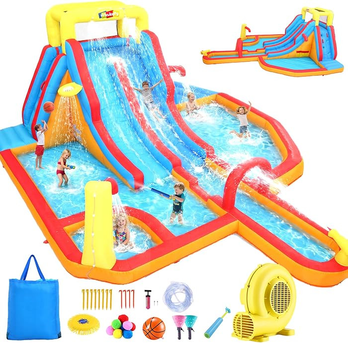 Inflatable Water Slide Adult, 19.2X14 Ft Waterslide Inflatable Water Bounce House for Backyard, D... | Amazon (US)
