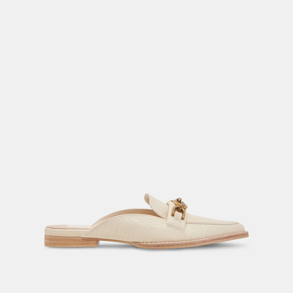 SIDON FLATS IVORY EMBOSSED LEATHER | DolceVita.com