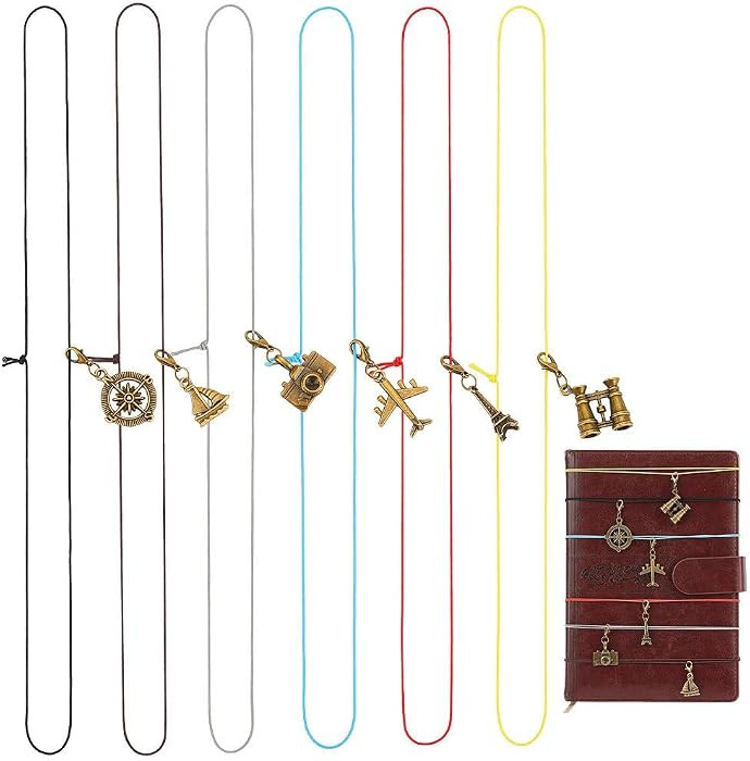 OLYCRAFT 12 Pack Notebook Elastic Ropes with Travel Pendants Notebooks Journal Charms Adjustable ... | Amazon (US)