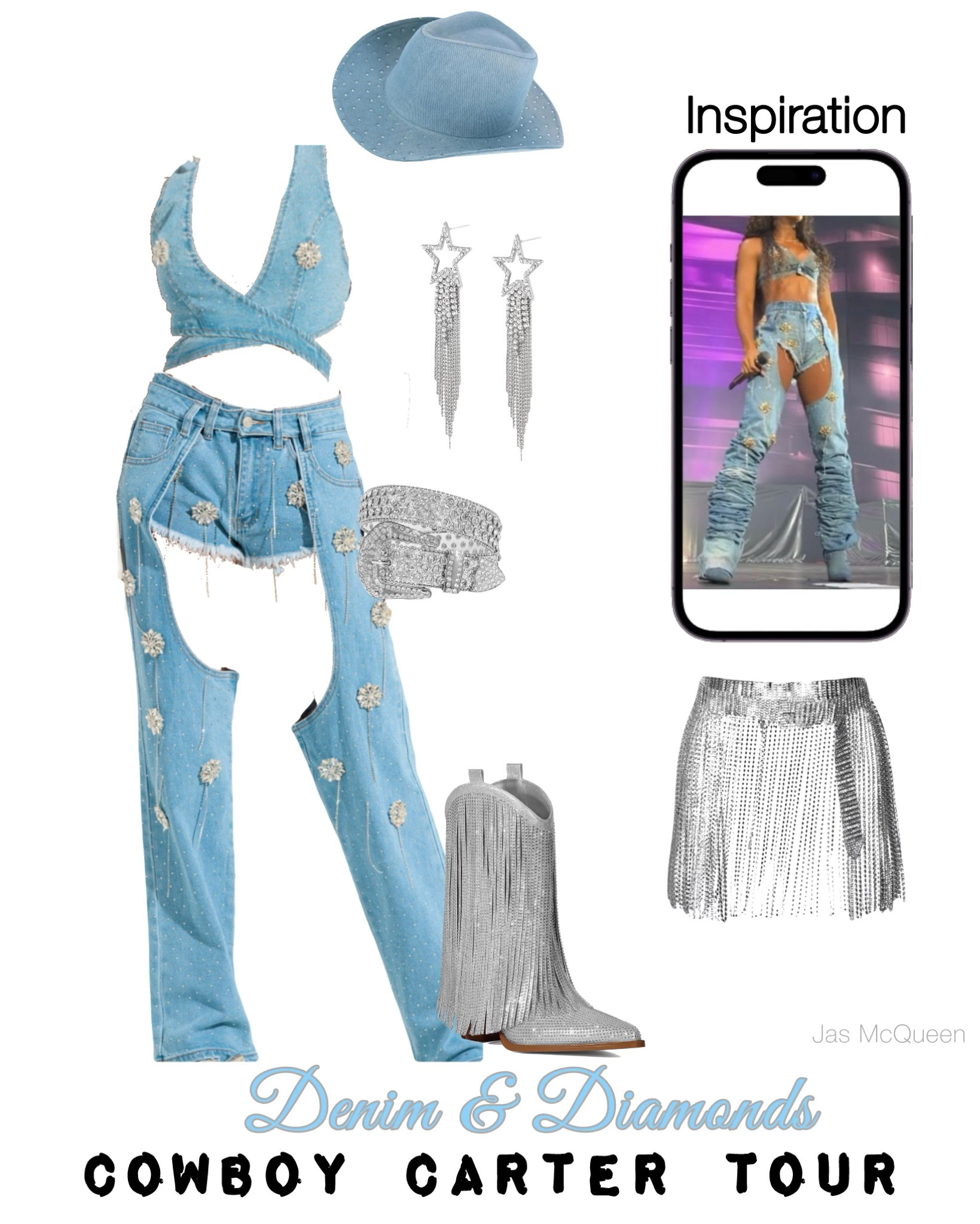 Denim & Rhinestones Outfit - Cowboy Carter Tour 

Denim chaps, fringe, cowboy hat, western boots, western outfit 

#LTKStyleTip