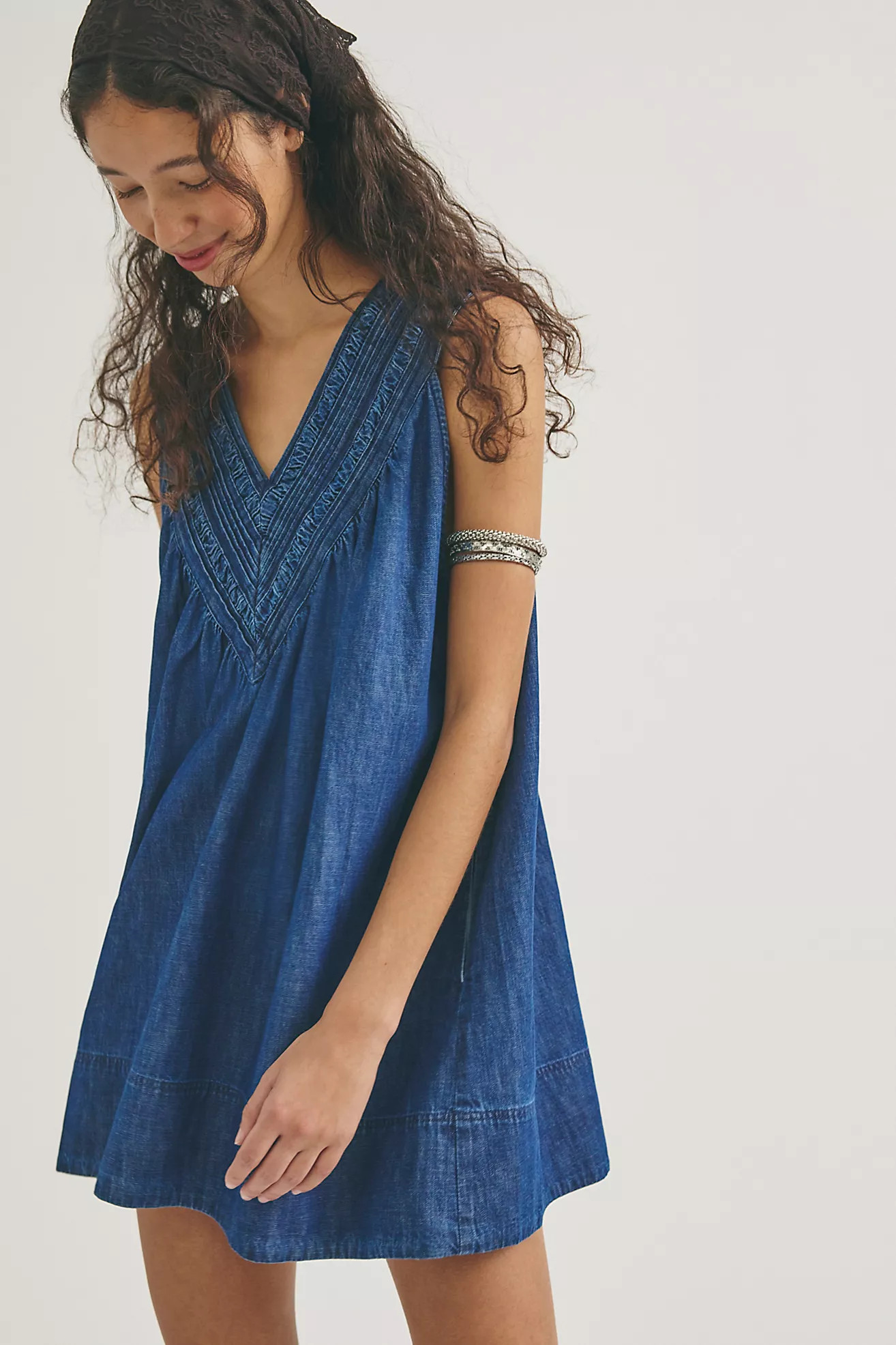 Preston Pleated Denim Mini Dress | Free People (Global - UK&FR Excluded)