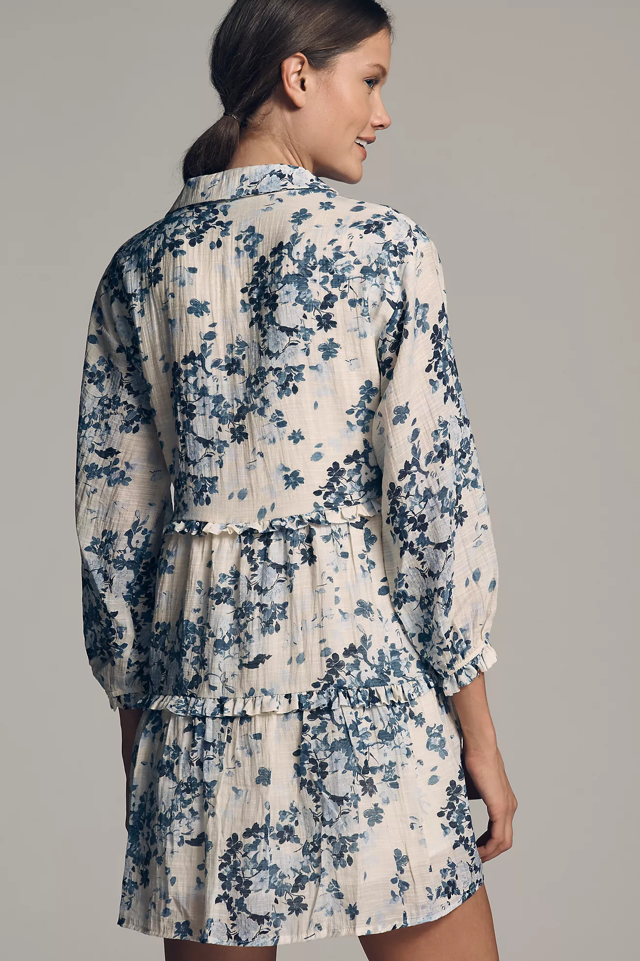 The Bettina Tiered Mini Shirt Dress by Maeve | Anthropologie (US)