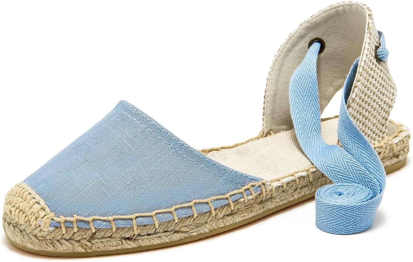 Women's Espadrille FLat Sandals Closed Toe Ankle Wrap,Classic Lace Up Summer Dressy Flat Shoes | Amazon (US)