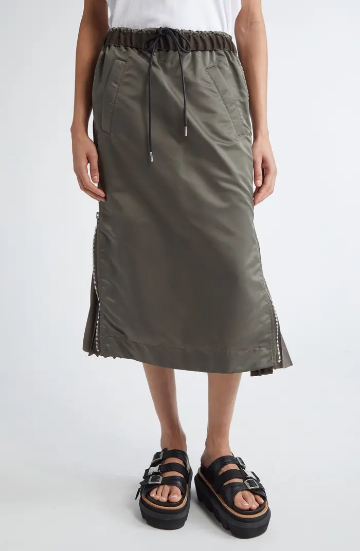 Sacai Insulated Nylon Twill Midi Skirt | Nordstrom | Nordstrom